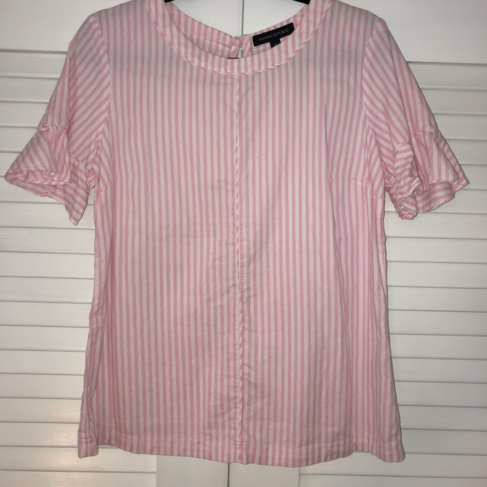 Banana Republic pink and white stripe tee